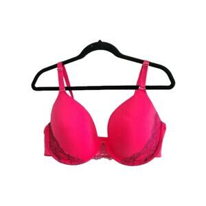 Soma Plus Size 40D Hot Pink Lace Trim Full Coverage Underwire Bra Convertible